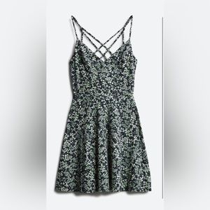 Nine Britton Lizzy brushed dress - navy with micro floral print.